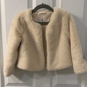 GAP Kids Soft Cream Faux Fur Coat